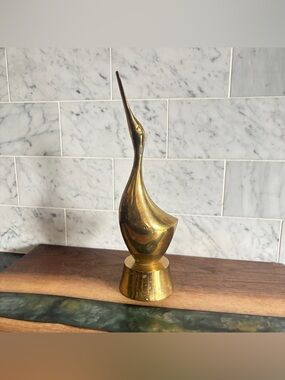 Vintage Modernist Style 9” MCM Brass Crane